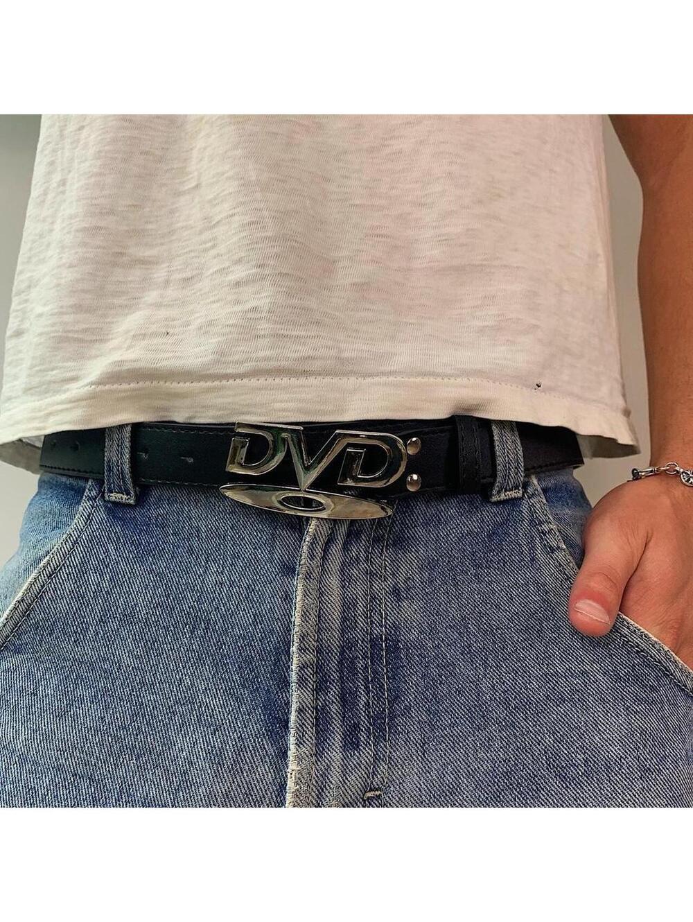 DVD Belt Buckle black leather belt. Very cool unique belt. Y2k style. 39 inches